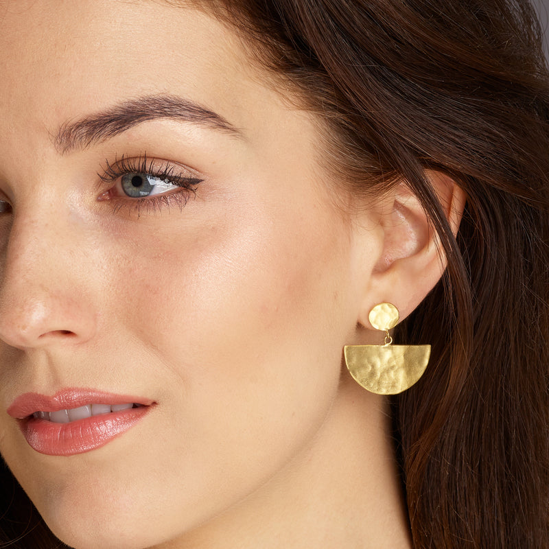 Aquamarine & Gold-Filled Triple Half Moon Earrings – Solid Design Studios